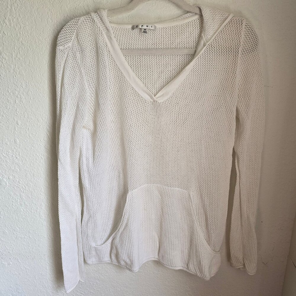 CAbi White Knit Pullover Hoodie Size Medium